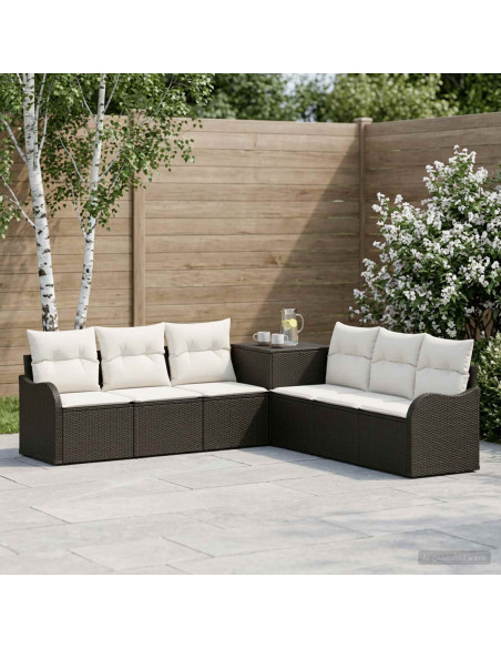 Set di divani 7 pz Nero e Bianco Crema