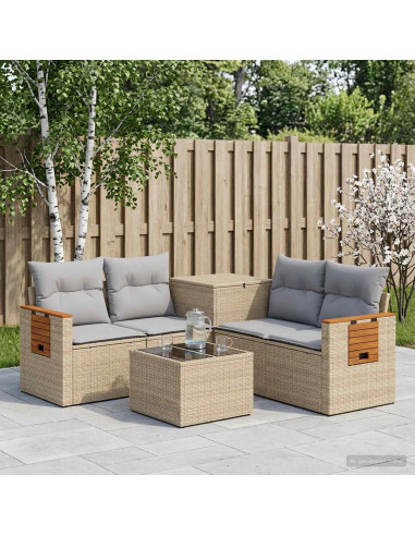 Set di divani 6 pz Beige e Grigio Chiaro