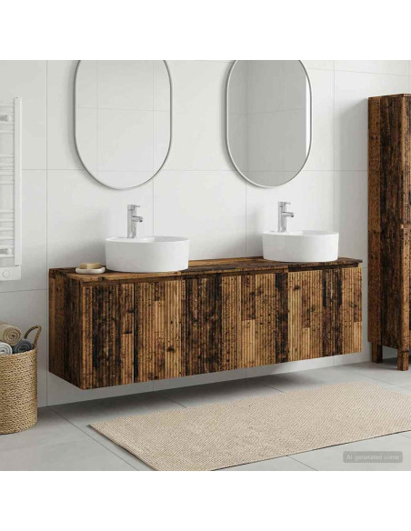 Set di Armadi da Bagno 3 pz Legno antico 49,5 x 44,5 x 65 cm