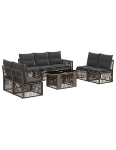 Set Divano da Giardino 8 pz Grigio e Grigio Scuro polyrattan 2
