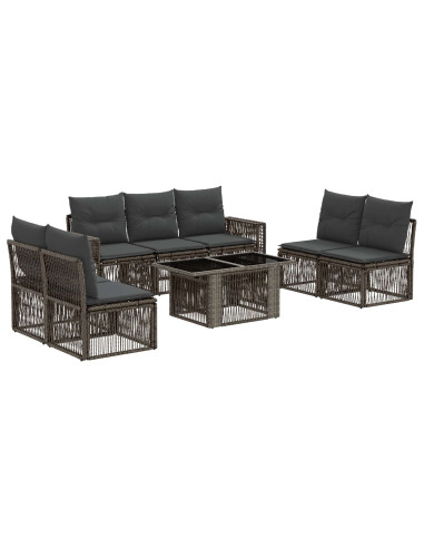 Set Divano da Giardino 8 pz Grigio e Grigio Scuro polyrattan