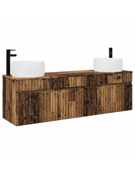 Set di Armadi da Bagno 3 pz Legno antico 49 x 44,5 x 66 cm