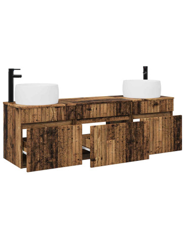Set di Armadi da Bagno 3 pz Legno antico 49 x 44,5 x 66 cm