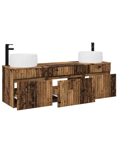 Set di Armadi da Bagno 3 pz Legno antico 49 x 44,5 x 66 cm