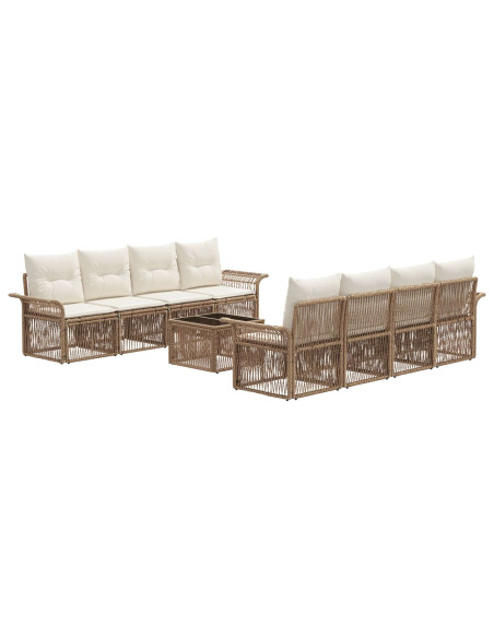 Set Divano da Giardino 9 pz Beige polyrattan