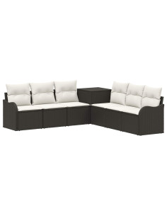 Set di divani 7 pz Nero e Bianco Crema 2