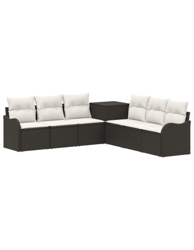 Set di divani 7 pz Nero e Bianco Crema
