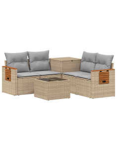 Set di divani 6 pz Beige e Grigio Chiaro 2