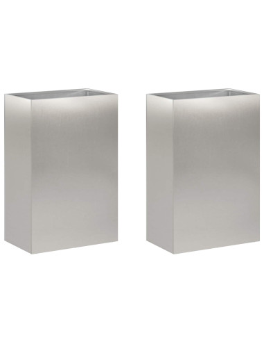 Vaso da giardino 2 pz Argento 50 x 40 x 75 cm Acciaio Inox