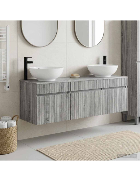 Set di Armadi da Bagno 3 pz Sonoma grigio 49 x 44,5 x 66,5 cm