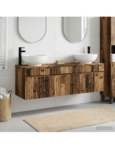 Set di Armadi da Bagno 3 pz Legno antico 49 x 44,5 x 66,5 cm