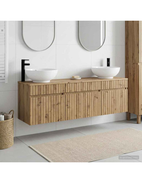 Set di Armadi da Bagno 3 pz Rovere Artigianale