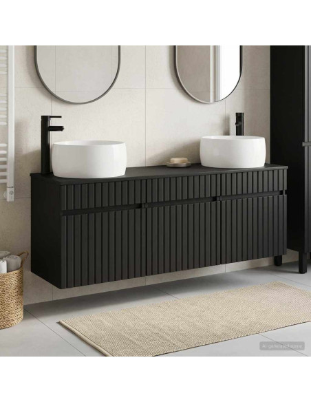 Set di Armadi da Bagno 3 pz Nero 49 x 44,5 x 66 cm