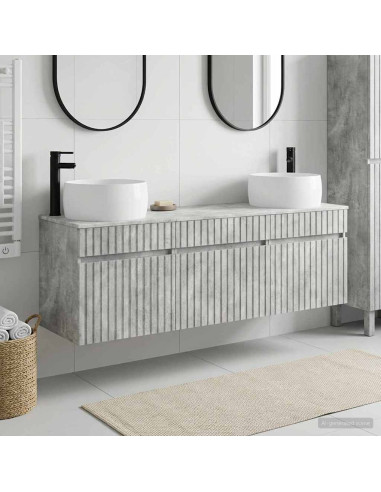 Set di Armadi da Bagno 3 pz Grigio Cemento 49 x 44,5 x 66 cm