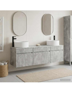 Set di Armadi da Bagno 3 pz Grigio Cemento 49 x 44,5 x 65,5 cm