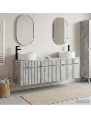 Set di Armadi da Bagno 3 pz Grigio Cemento 49 x 44,5 x 65,5 cm