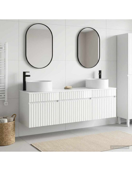 Set di Armadi da Bagno 3 pz Bianco Lucido 49 x 44,5 x 65,5 cm
