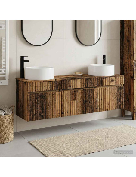 Set di Armadi da Bagno 3 pz Legno antico 49 x 44,5 x 65,5 cm