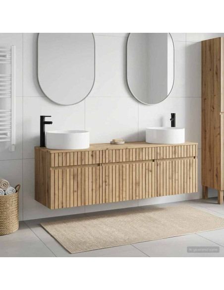 Set di Armadi da Bagno 3 pz Rovere Artigianale