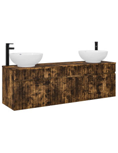 Set di Armadi da Bagno 3 pz Rovere Fumo 49 x 44,5 x 66,5 cm 2