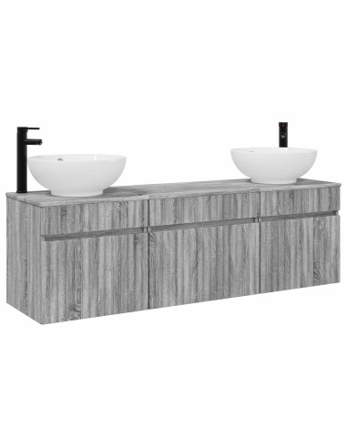 Set di Armadi da Bagno 3 pz Sonoma grigio 49 x 44,5 x 66,5 cm