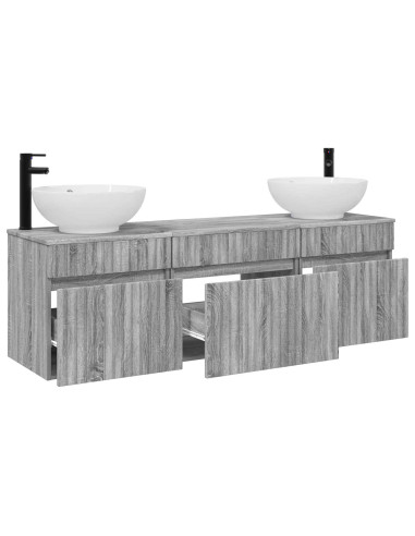 Set di Armadi da Bagno 3 pz Sonoma grigio 49 x 44,5 x 66,5 cm