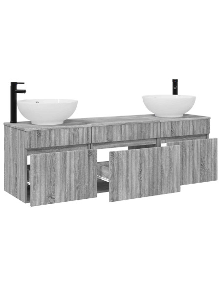 Set di Armadi da Bagno 3 pz Sonoma grigio 49 x 44,5 x 66,5 cm