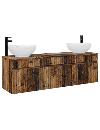 Set di Armadi da Bagno 3 pz Legno antico 49 x 44,5 x 66,5 cm