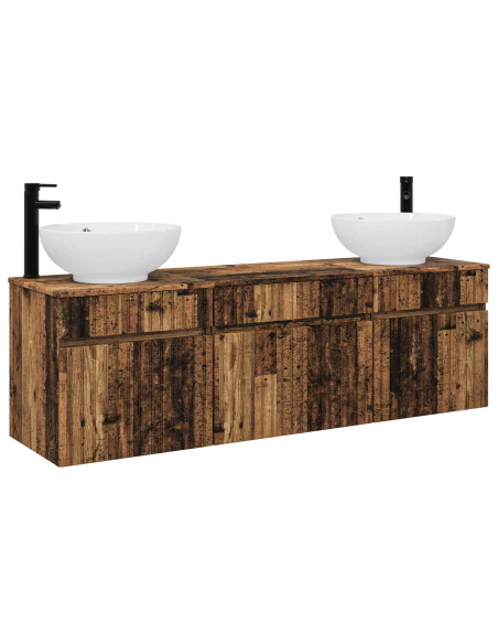 Set di Armadi da Bagno 3 pz Legno antico 49 x 44,5 x 66,5 cm