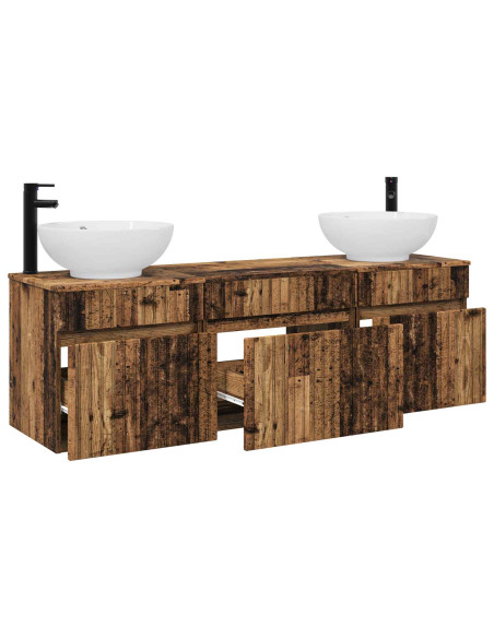 Set di Armadi da Bagno 3 pz Legno antico 49 x 44,5 x 66,5 cm