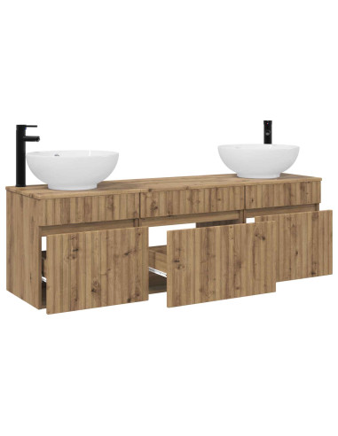 Set di Armadi da Bagno 3 pz Rovere Artigianale