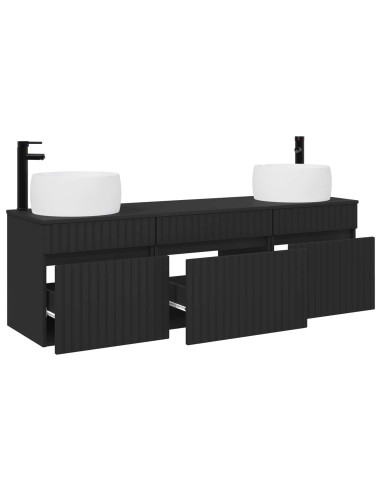 Set di Armadi da Bagno 3 pz Nero 49 x 44,5 x 66 cm