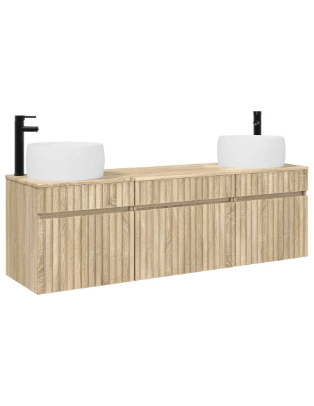 Set di Armadi da Bagno 3 pz Rovere Sonoma 49 x 44,5 x 66 cm