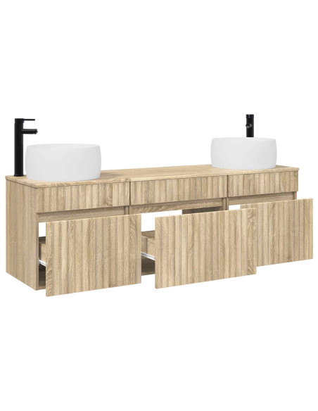Set di Armadi da Bagno 3 pz Rovere Sonoma 49 x 44,5 x 66 cm