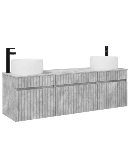Set di Armadi da Bagno 3 pz Grigio Cemento 49 x 44,5 x 66 cm