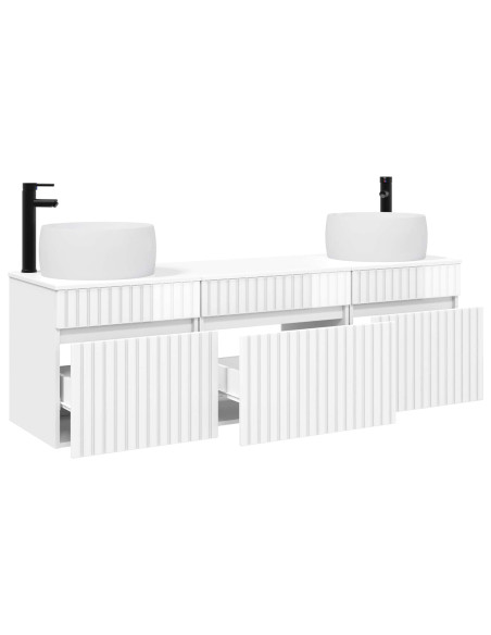 Set di Armadi da Bagno 3 pz Bianco Lucido 49 x 44,5 x 66 cm