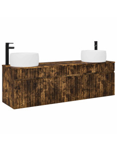Set di Armadi da Bagno 3 pz Rovere Fumo 49 x 44,5 x 66 cm 2