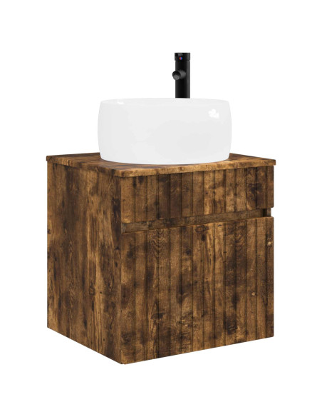 Set di Armadi da Bagno 3 pz Rovere Fumo 49 x 44,5 x 66 cm