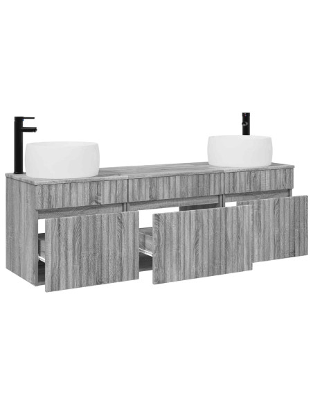 Set di Armadi da Bagno 3 pz Sonoma grigio 49 x 44,5 x 66 cm