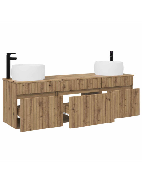 Set di Armadi da Bagno 3 pz Rovere Artigianale