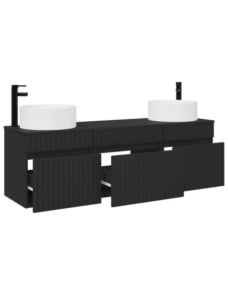 Set di Armadi da Bagno 3 pz Nero 49 x 44,5 x 65,5 cm