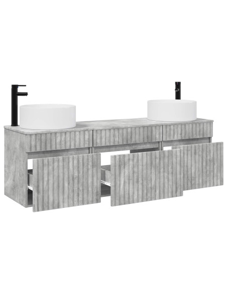 Set di Armadi da Bagno 3 pz Grigio Cemento 49 x 44,5 x 65,5 cm