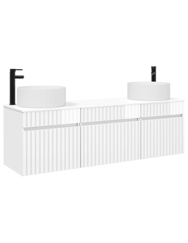 Set di Armadi da Bagno 3 pz Bianco Lucido 49 x 44,5 x 65,5 cm