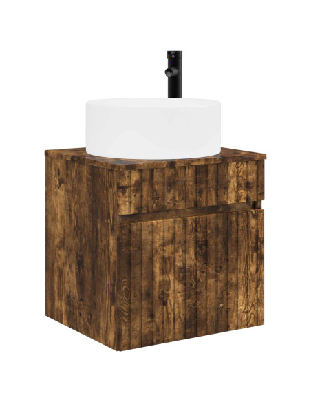 Set di Armadi da Bagno 3 pz Rovere Fumo 49 x 44,5 x 65,5 cm