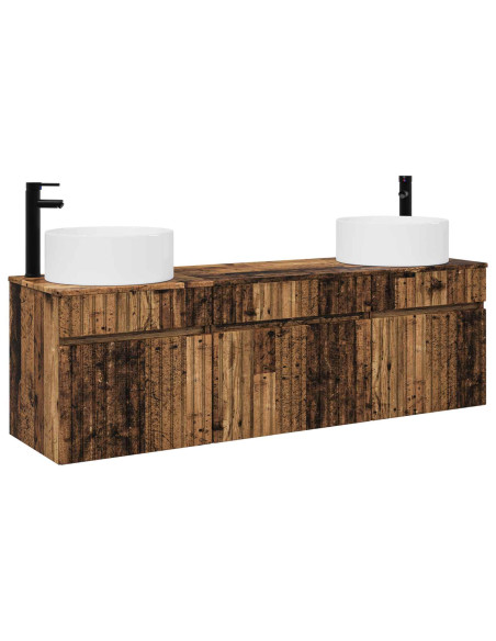 Set di Armadi da Bagno 3 pz Legno antico 49 x 44,5 x 65,5 cm