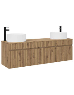 Set di Armadi da Bagno 3 pz Rovere Artigianale 2