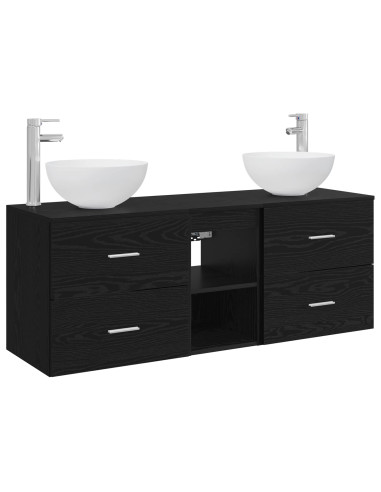 Set di Armadi da Bagno 3 pz Rovere Nero 49,5 x 35 x 63 cm