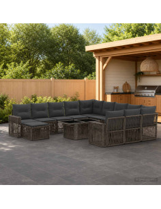 Set Divano da Giardino 13 pz Grigio e Grigio Scuro polyrattan
