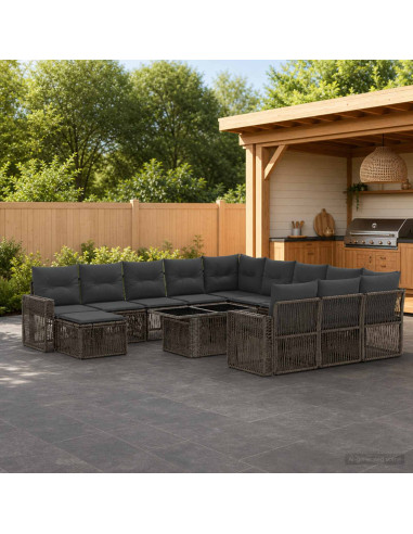 Set Divano da Giardino 13 pz Grigio e Grigio Scuro polyrattan