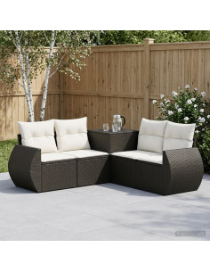 Set di divani 5 pz Nero e Bianco Crema
